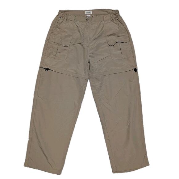 LL Bean Pant Mens L Reg Hiking Outdoors Nylon Convertible Unzip Lined Short - Picture 1 of 7